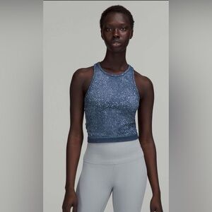 Lululemon Ebb to Street Cropped Tank Distorted Noise Mineral Blue Pastel Sz 8!